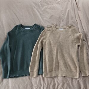 Old Navy Ribbed Knit Sweaters in Green And Tan Mens Size M Tall For Both